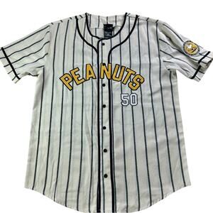 Lunchbox Peanuts Pinstriped Button Down Baseball Jersey - Limited Edition